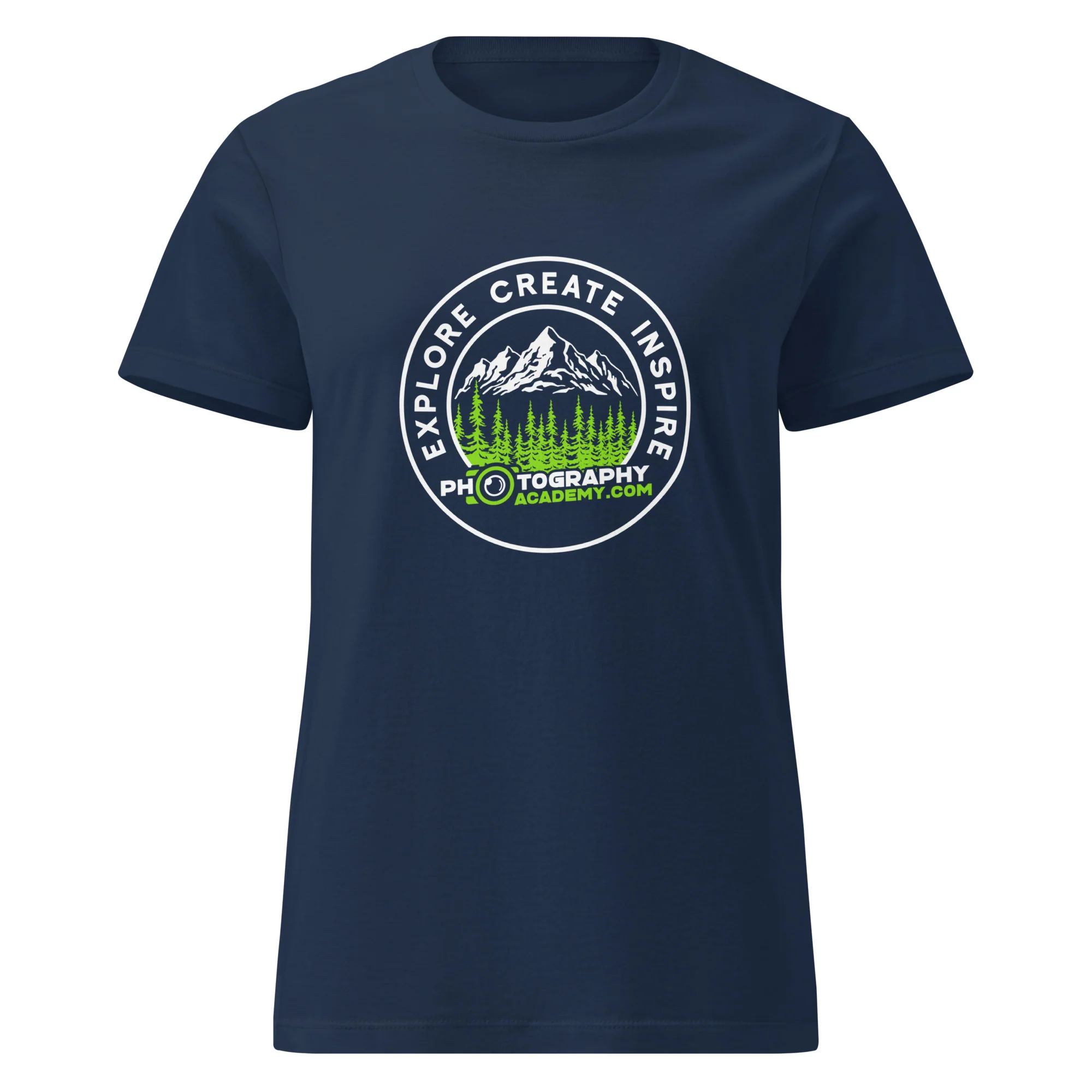 Photography Academy Explore Create Inspire women's t-shirt